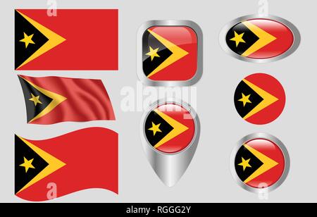Flagge von Ost-Timor Stock Vektor
