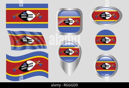 Flagge von Eswatini Stock Vektor