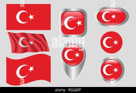 Flagge der Türkei Stock Vektor