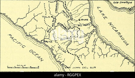 . Bulletin der geologischen Gesellschaft von Amerika. Geologie. Sob C. W. HAYES - GEOLOGIE OP NICARAGUA KANAL teilen und den Hügeln der Rivas Ebene grenzt. Die Überreste dieses baseleveled Valley sind in der oberen Tola Becken gefunden, während im unteren Teil des Beckens sehr perfekt in die Gegenwart baselevel reduziert wird, nur die uniforna Gipfeln von ein paar runden Hügeln, die für die ehemalige Existenz von einer Ebene auf einer höheren Ebene. In der oberen Rio Grande Becken der Rivas aus der typischen Entwicklung der Kontinentalen Wasserscheide nach Westen durch den zunehmenden Grad der Dis zurückverfolgt werden können Stockfoto