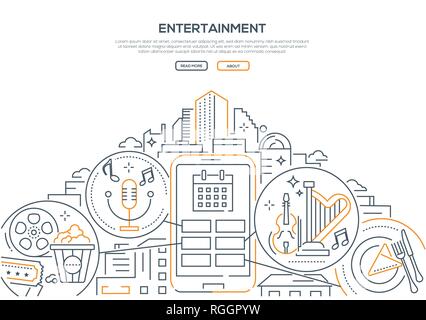 Unterhaltung - modern Line Design style Web Banner Stock Vektor