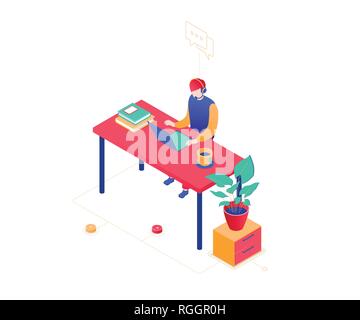 Technischer Support - moderne und farbenfrohe isometrische Vector Illustration Stock Vektor