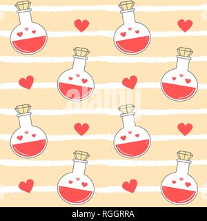 Cute cartoon Liebestrank nahtlose Vektor Muster Hintergrund valentine Abbildung Stock Vektor