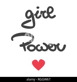 Cute Vector handgezeichneten Schriftzug Feminismus slogan Girl Power text Stock Vektor
