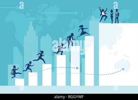 Der Vektor der Geschäftsleute, die Teamarbeit Gemeinsam klettern Leiter des Erfolges Aufbau einer internationalen Business. Stock Vektor