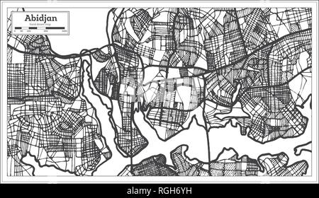 Abidjan Elfenbeinküste Stadtplan im Retro-stil. Übersichtskarte. Vector Illustration. Stock Vektor