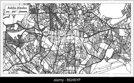 Addis Ababa Äthiopien Stadtplan im Retro-stil. Übersichtskarte. Vector Illustration. Stock Vektor