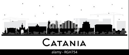 Catania Italien Skyline der Stadt Silhouette mit schwarzen Gebäude isoliert auf Weiss. Vector Illustration. Tourismus Konzept mit historischer Architektur. Catania Stock Vektor