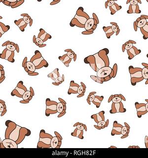 Nahtlose Muster der Hunde im Comic-stil. Auf weißem Hintergrund, Vector Illustration. Stock Vektor