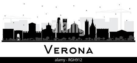 Verona Italien Skyline der Stadt Silhouette mit schwarzen Gebäude isoliert auf Weiss. Vector Illustration. Business Travel und Tourismus Konzept. Stock Vektor