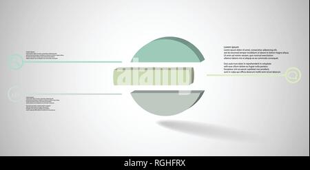 3D-Illustration Infografik Vorlage. Die geprägte Ring ist zu drei Farbe verschoben Teile gegliedert. Objekt ist auf grau weiß Hintergrund angeordnet. Farbe li Stock Vektor