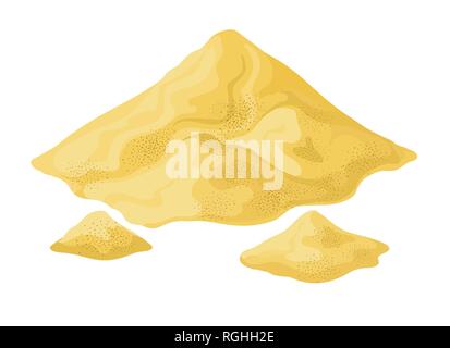 Haufen Sand. Damm Vektor-illustration Sand, Wüste oder Strand Düne auf weißem Hintergrund Stock Vektor