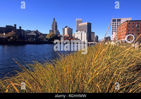 Entlang der Vorsehung Fluss in der Innenstadt von Providence, Rhode Island, USA Stockfoto