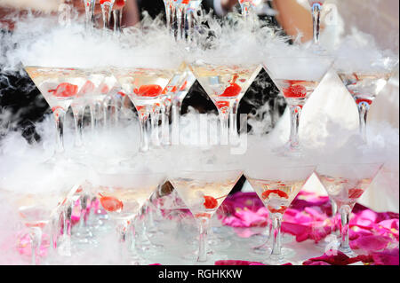 Ein Champagner Folie bei einer Gala Stockfoto