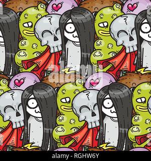 Nahtlose Muster mit cute Cartoon Monster. Bereit für Verpackung, Geschenkpapier, Drucke, Tapete, Stoff, Textil, Mode, Wohnkultur etc. Vector Stock Vektor