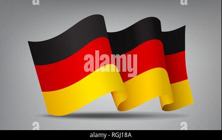 Deutschland wehende Flagge Symbol isoliert, offizielles Symbol des Landes, horizontale schwarze, rote und gelbe Streifen, Vector Illustration. Stock Vektor