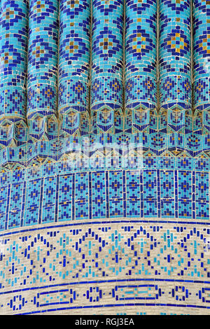 Ornament am Minarett Registan in Samarkand, Usbekistan Stockfoto