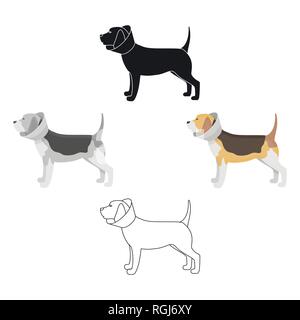 Hund mit halskragen Symbol in Cartoon Design auf weißem Hintergrund. Tierklinik symbol Vektor Illustration. Stock Vektor