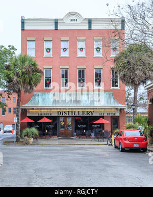 SAVANNAH, Georgia - Januar 8, 2016: Savannah ist die älteste Stadt in Georgien. Von der historischen Architektur und Parks zu den Stränden von Tybee, Savanne Stockfoto