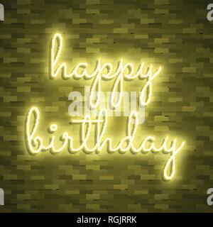 Neonlicht Schriftzug, Vektor. Alles Gute zum Geburtstag Stock Vektor