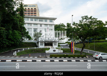 Ein Blick auf die Fassade des Hotel Majestic alten Gebäude in Kuala Lumpur, Malaysia Stockfoto