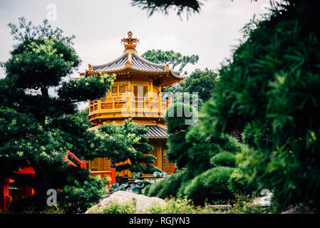 China, Hongkong, Diamond Hill, Nan Lian Garden, goldenen Pavillon der Absolute Perfektion Stockfoto