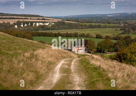 Arundel Park mit Blick in Richtung Amberley chalk Gruben, Arundel, West Sussex, England Stockfoto