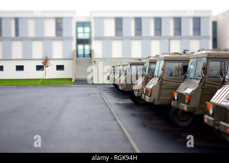 Güssing Montecuccoli-Kaserne. Steyr-Puch Haflinger Stockfoto