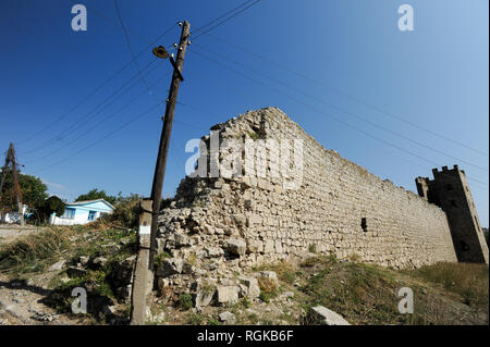 Genueser Burg Caffa aus dem XIV Jahrhundert in Feodossija, Krim, Ukraine. 4. Oktober 2008. Stadt gegründet als gassville von griechischen Kolonisten aus Milet in der Stockfoto