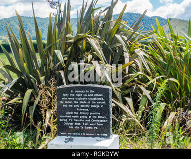 Denkmal für die Maori Warriors während 1865 Te Tarata Schlacht, Opotiki, Bay of Plenty, Neuseeland getötet Stockfoto