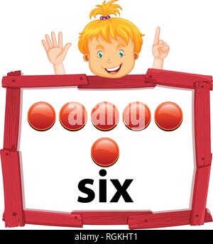 Mädchen mit Nummer sechs Banner Abbildung Stock Vektor