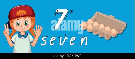 Nummer sieben Tracing guide Abbildung Stock Vektor