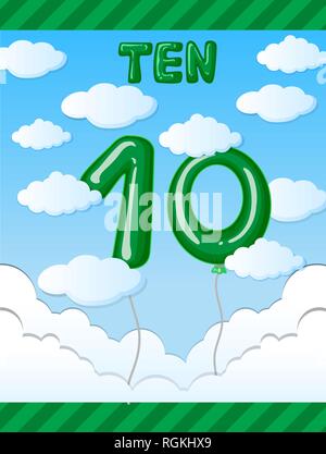 10 Ballon Anzahl auf Sky Abbildung Stock Vektor