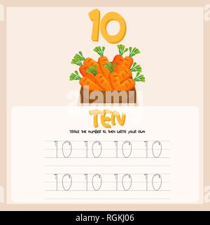Anzahl tene tracing Arbeitsblätter Abbildung Stock Vektor