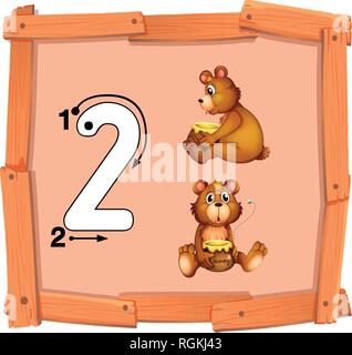 Nummer zwei Tracing guide Abbildung Stock Vektor