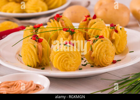 Herzogin Kartoffeln Sandwiches. Stockfoto