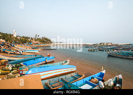 Vizhinjam Fischerhafen, Indien. Stockfoto