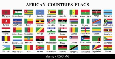 Karte Afrikas und der afrikanischen Grafschaften Flags Stockfoto