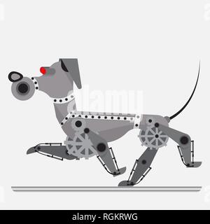 Roboter Hund. Konzept der elektronischen Assistenten. Kybernetische Mechanismus. Style flach Stock Vektor