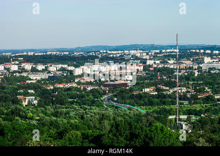 Stadtbild von Krakau. Blick auf die Stadt von Kosciuszko Damm, Polen Stockfoto