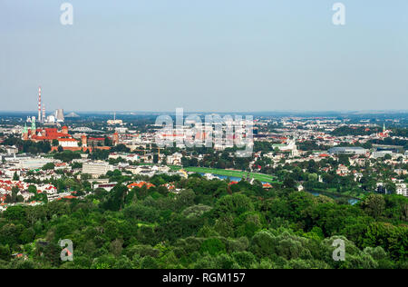 Stadtbild von Krakau. Blick auf die Stadt von Kosciuszko Damm, Polen Stockfoto