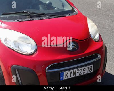 Roter Citroen C1 in Korfu, Griechenland Stockfoto