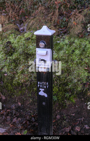 Eine britische Wasserstraßen wasser Punkt Spalte, die Kanalboote, mit Wasser zu füllen, neben dem Llangollen-kanal Cheshire England Großbritannien Stockfoto