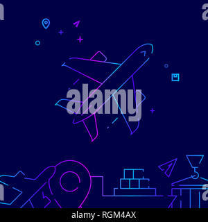 Flugzeug Symbol Leitung. Luftfracht, Flugzeuge Gradient Symbol, Piktogramm, Sign. Dunkelblauen Hintergrund. Licht abstrakten geometrischen Hintergrund. Der unteren Stockfoto
