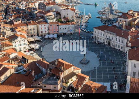 Tartini-platz (Tartinijev trg) in Piran, Slowenien Stockfoto