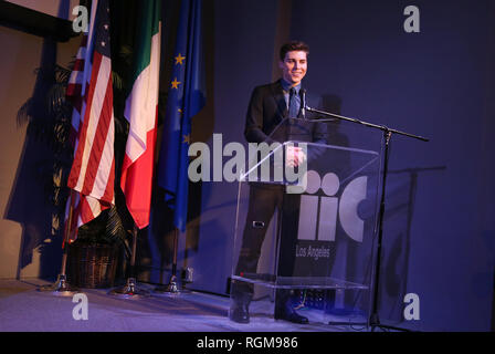 Westwood, Ca. 29 Jan, 2019. Nolan Funk, bei Dreharbeiten Italien öffnung Nacht am Italienischen Kulturinstitut in Westwood, Kalifornien, am 29. Januar 2019. Credit: Faye Sadou/Medien Punch/Alamy leben Nachrichten Stockfoto