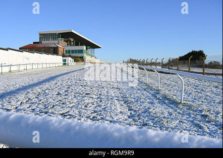 Brighton UK 30. Januar 2019 - Ein schneebedecktes Brighton racecourse am frühen Morgen, als mehr Schnee und Frost sind für den Südosten von England morgen Kredit Prognose: Simon Dack/Alamy leben Nachrichten Stockfoto