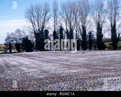 Braintree, Großbritannien. 30 Jan, 2019. Im Winter scheint die Sonne auf den Schnee, der über Nacht auf Great Bardfield Braintree Essex UK am 1. März 2018 gefallen war. Credit: William Edwards/Alamy leben Nachrichten Stockfoto