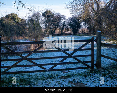 Braintree, Großbritannien. 30 Jan, 2019. Im Winter scheint die Sonne auf den Schnee, der über Nacht auf Great Bardfield Braintree Essex UK am 1. März 2018 gefallen war. Credit: William Edwards/Alamy leben Nachrichten Stockfoto