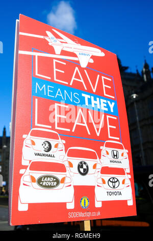 London, Großbritannien. 30 Jan, 2019. Ein anti-Brexit Plakat während des Protestes gesehen. Anti-Brexit Aktivistinnen außerhalb der Häuser des Parlaments über Großbritannien aus der EU protestiert. Credit: Dinendra Haria/SOPA Images/ZUMA Draht/Alamy leben Nachrichten Stockfoto